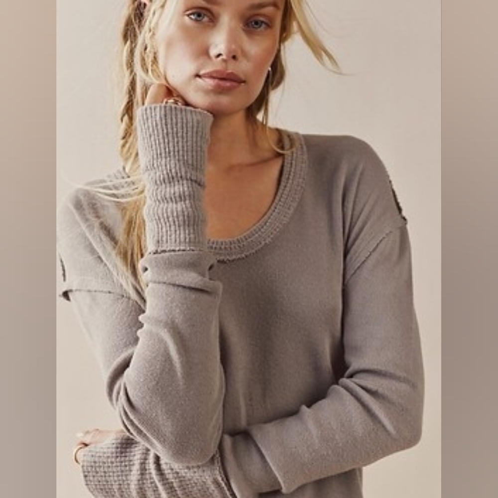 We The Free Women's Colby Raw Edge Thermal Long Sleeve Shirt
